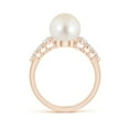 thumbnail image 2 of ANGARA Freshwater Cultured Pearl Ring with Graduated Diamonds in 14K Rose Gold for Women | June Birthstone, Birthday, Anniversary, Jewelry Gift for Women | Pearl Ring, 2 of 12