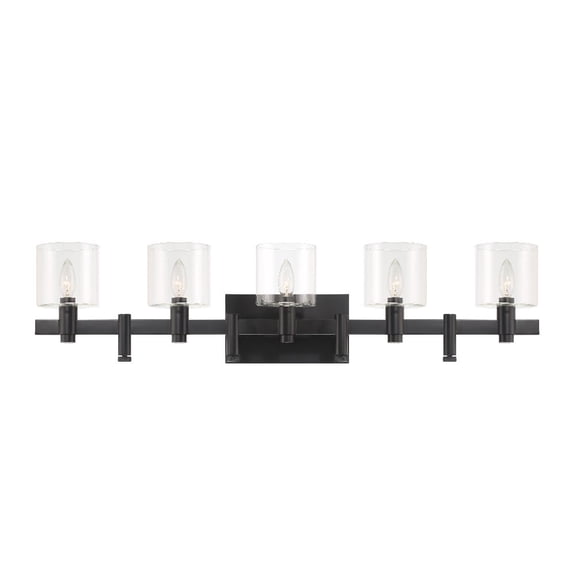 Eurofase 46813-015 Decato 5-Light 38 in. Matte Black Clear Glass Vanity Wall Light