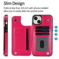 thumbnail image 2 of Allytech Slim Wallet Case for iPhone 15, Flip PU Leather Kickstand Card Slots Case, Double Magnetic Buttons Shockproof Full Body Protection Durable Case for Women Men - Rose, 2 of 10