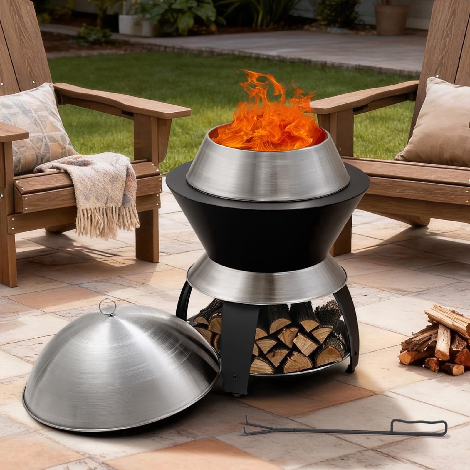 Esschert Design USA FF1002 Nature Scene Fire Basket, Rust Metal