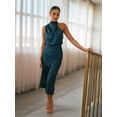 thumbnail image 5 of Women'S 2025 Summer Satin Dress Elegant Sleeveless Mock Neck Cocktail Party Maxi Dresses Navy Blue XL, 5 of 8