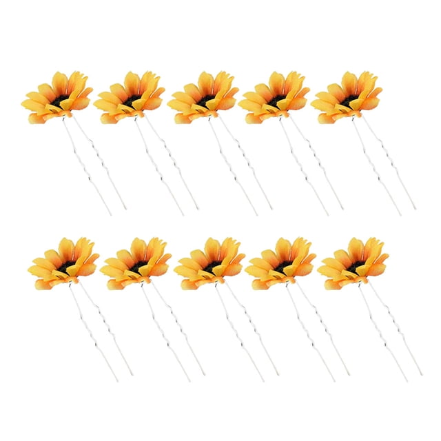 KAKOWELY 10 horquillas de girasol para el pelo, elegantes accesorios para el cabello para damas de honor.