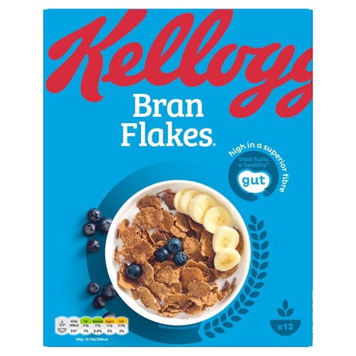 Kellogg's Bran Flakes Breakfast Cereal 375g, British Import (Pack of 3)