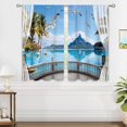 thumbnail image 4 of Blue Ocean Sea Small Kitchen Curtains Tropical Summer Hawaiian Lake Window Treatment Mountain Bird Seagull Cafe Short Curtains for Bathroom Dining Room Tier Treatment Drapes 27.5x39 inch, 4 of 6