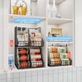 thumbnail image 2 of Stackable Can Organizer for Pantry with 2 Adjustable Dividers, Soda Can Organizer, Can Storage Dispenser Holds up to 28 Cans, 2 tier Metal Wire Baskets Can Holder for Kitchen Cabinet Pantry, Black, 2 of 14