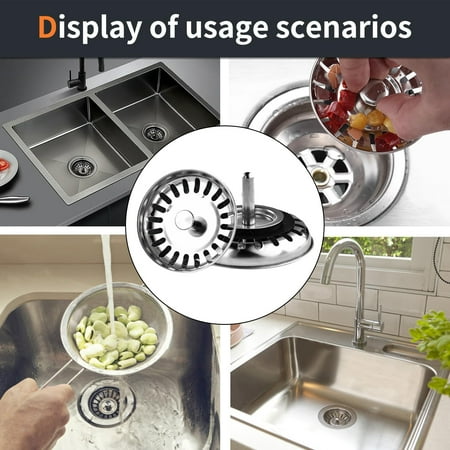 

2pcs Kitchen Stainless Waste Steel Strainer Plug Stopper Filter