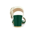 thumbnail image 3 of BLISSFUL STEP Slingback Sandals Contrast Color Chunky Heel Big Circle Buckle Sandals Green White 7, 3 of 8