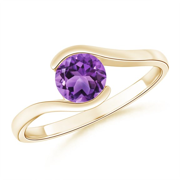 Stackable Amethyst Gemstone 925 Silver Yellow Plated Women Promise Ring Jewelry Size US- 9