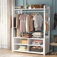 thumbnail image 2 of Tribesigns Freestanding Closet Clothing Garment Rack with Storage Shelves and Hang Rod Hooks, 2 of 5