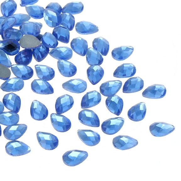 Uxcell Flat Back Acrylic Teardrop Gems, 14x10mm Teardrop Rhinestones Bead, Blue 100Pcs