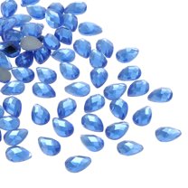 Uxcell Flat Back Acrylic Teardrop Gems, 14x10mm Teardrop Rhinestones Bead, Blue 100Pcs