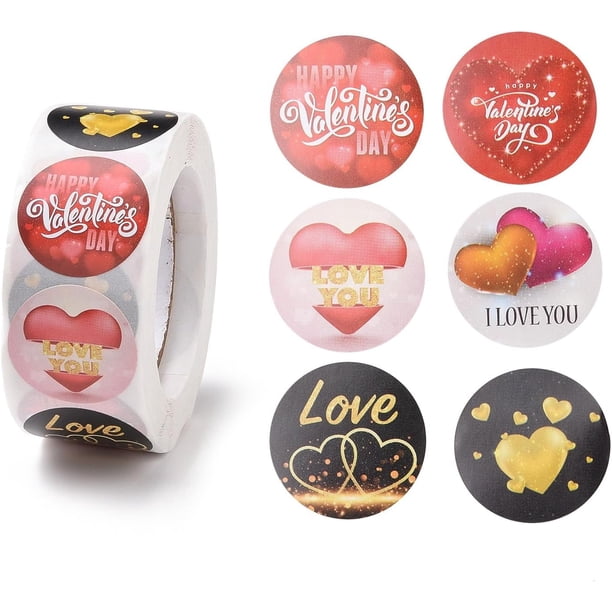 2 rollos de 1000 pegatinas redondas de papel para San Valentín, etiquetas adhesivas, etiquetas de regalo