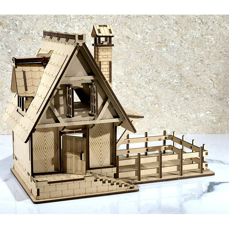  SHITENG 3D Wooden Puzzle for Adult and Kids 14+ Handmade Wood  House with LED Lights-Fun DIY House Model Craft Kit-Home Decoration : Toys  & Games