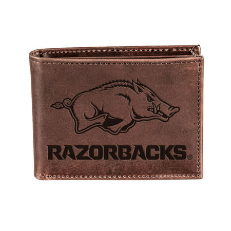 Brown Arkansas Razorbacks Bifold Leather Wallet