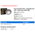 thumbnail image 2 of Front Left Brake Rotor - Compatible with 2007 - 2008 GS350 AWD, 2 of 2