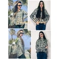 thumbnail image 3 of Asyoly Women's Plaid Hooded Shacket Jacket Long Sleeve Button Down Color Block Casual Loose Shirts Coats With Pocket, 3 of 8