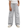 thumbnail image 2 of Agkizg Girls Wide Leg Cargo Pants Quickly Dry Lightweight Waist Pants with Multi-Pockets for Outdoor Summer, Sizes 12-13 Years, 2 of 6