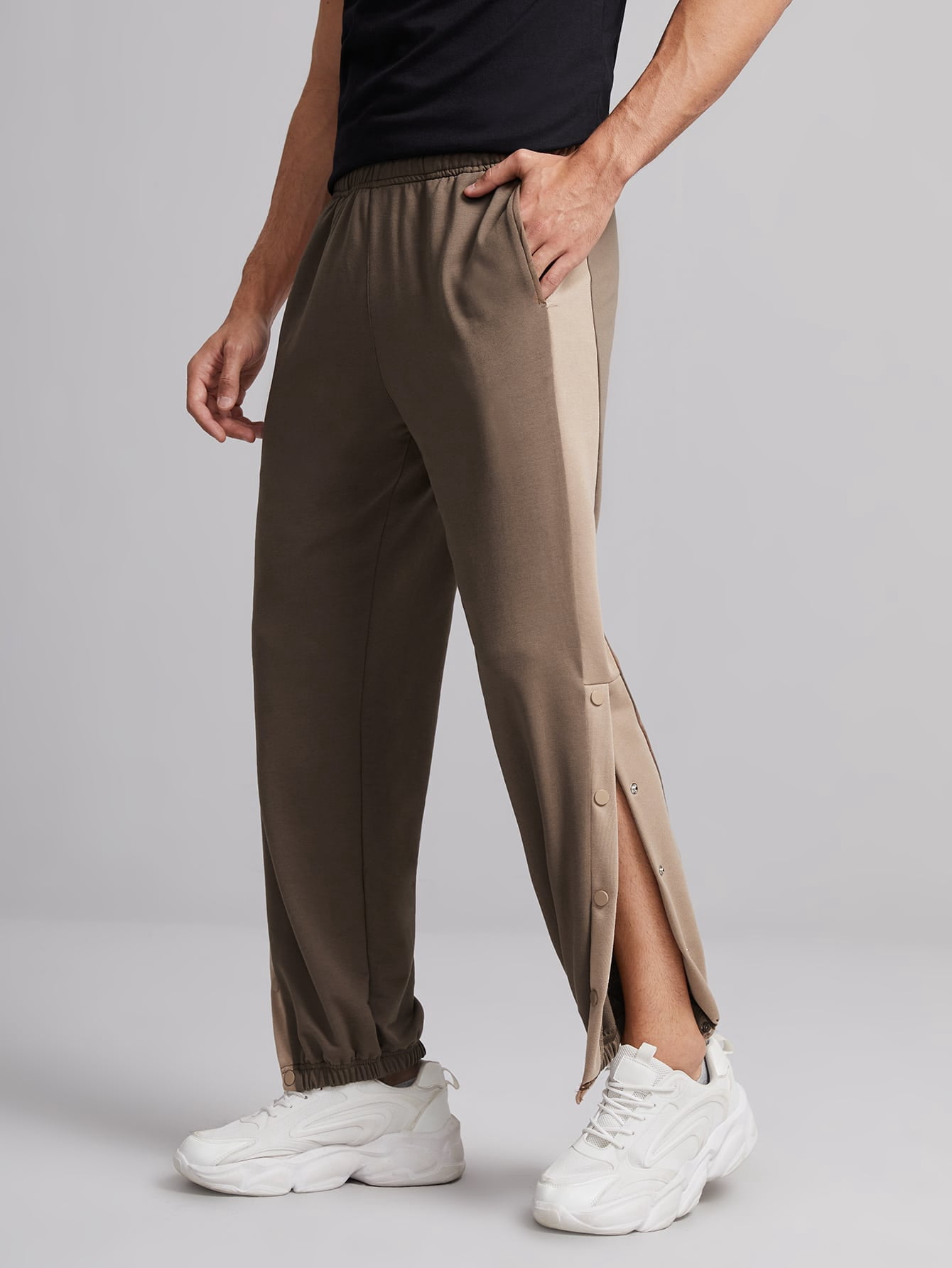 Men Contrast Sideseam Press Button 