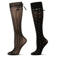 thumbnail image 2 of MeMoi Women's 2 Pair Pack Fashion Knee High Socks - Womens - Female, 9-11, Black-Black, 2 of 4