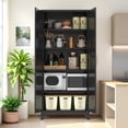 thumbnail image 5 of avobird 71'' 2 Shapely Doors Cabinet, Metal Storage Cabinet with Doors and Adjustable Shelves, for Bedroom, Living Room, Kitchen, Black, 5 of 6