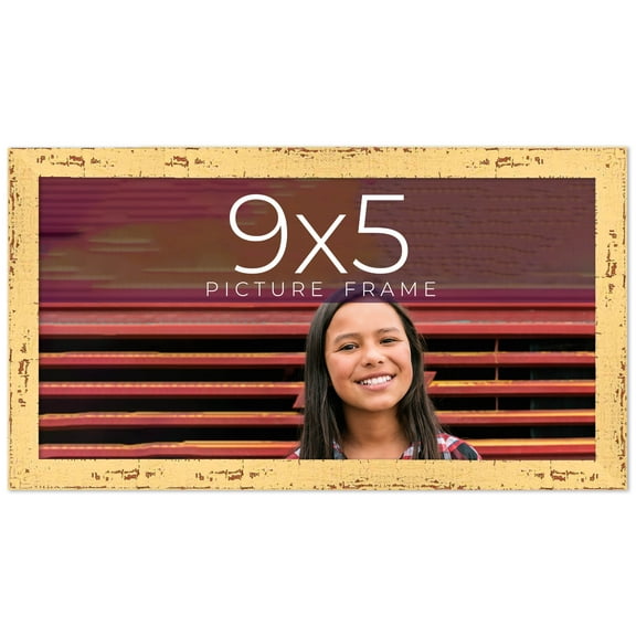 9x5 Frame Yellow Real Wood Picture Frame Width 1.25 inches | Interior Frame Depth 0.5 inches |