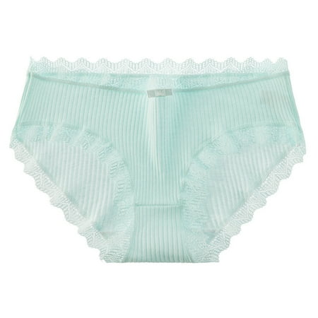 

JFY Mid-rise Briefs Thin Breathable Lace Decor Panties for Inner Wear