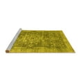 thumbnail image 2 of Ahgly Company Machine Washable Indoor Round Abstract Yellow Modern Area Rugs, 8' Round, 2 of 4