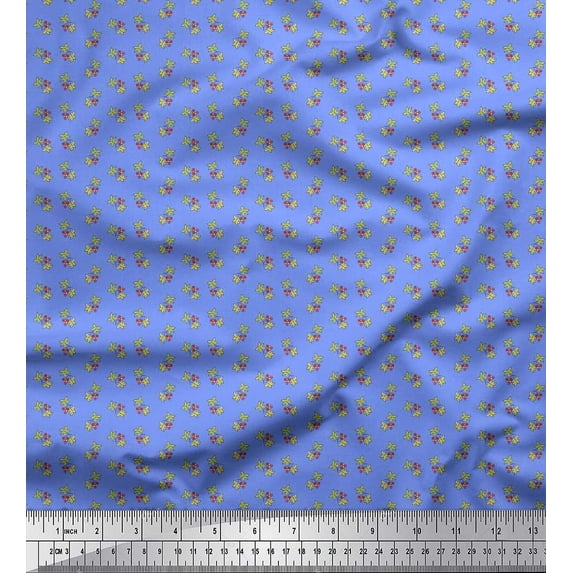 Soimoi Moss Georgette Fabric Leaves & Berries Shirting Print Sewing Fabric Yard 42 Inch Wide