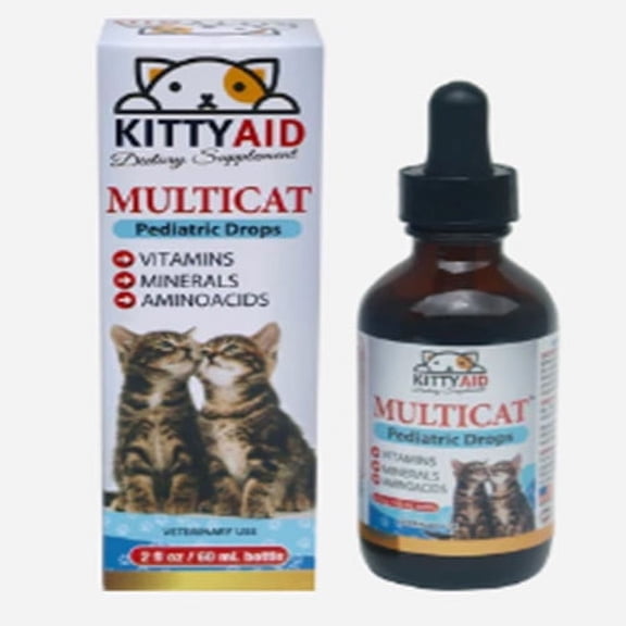 Kitty Aid. Multicat Pediatric Drops. Vitamins - Minerals - Amino acids - 2 fl. oz.