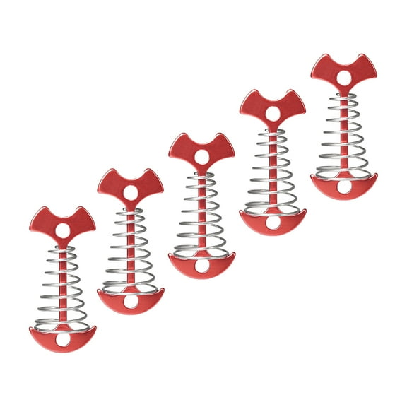 5 Pcs Durable Tent Nail Fishbone Stake Peg Deck Anchors Sand Pegs Buckle Red