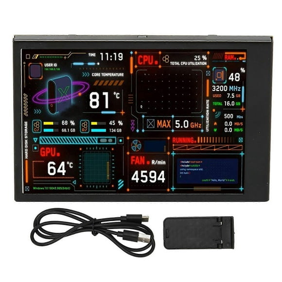Computer Temp Monitor 3.5 Inch Ips Dimmable Dual Usb C Theme Editor Customizable Pc Cpu Data Monitor For Gpu Ram Time