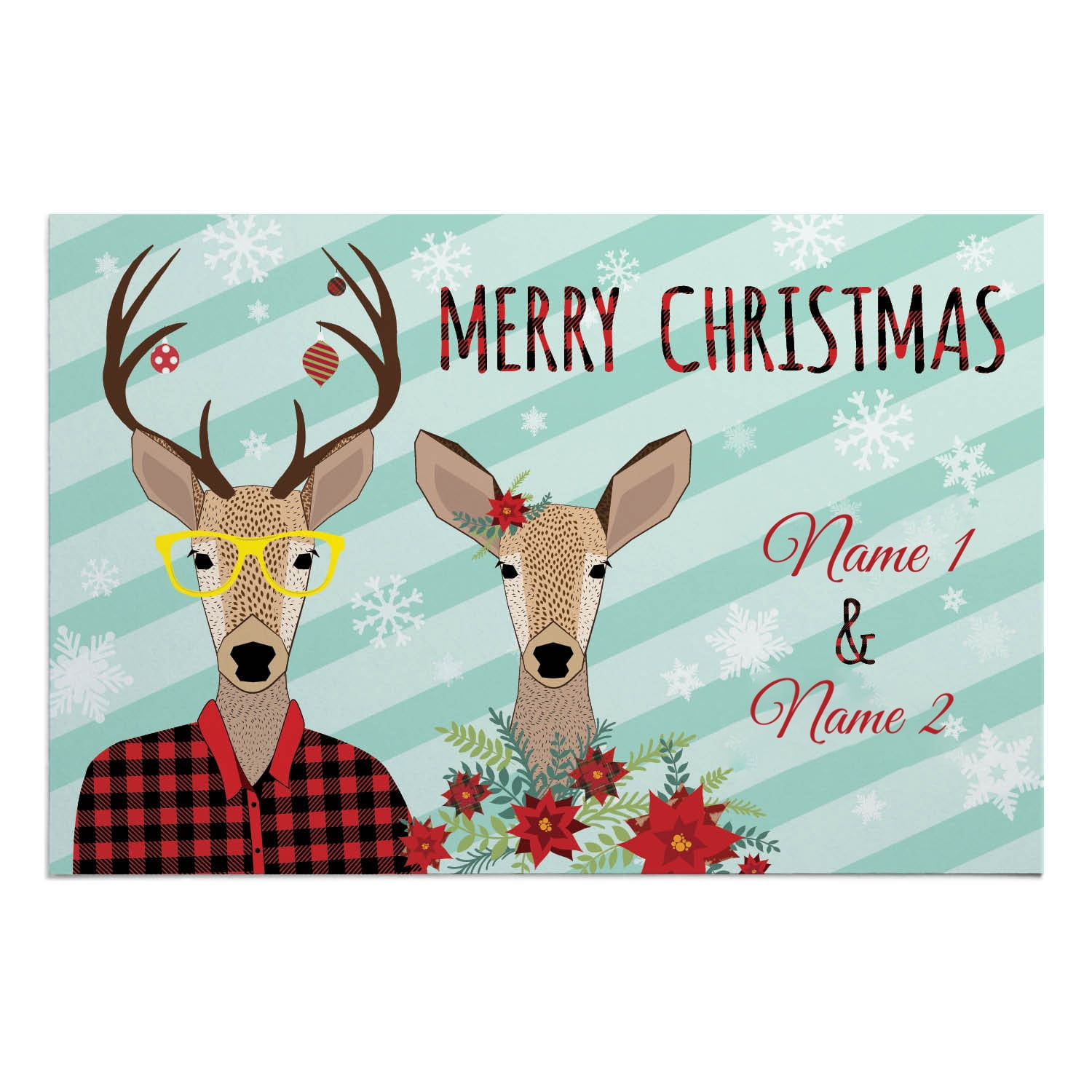 Reindeer Couple Personalized Doormat