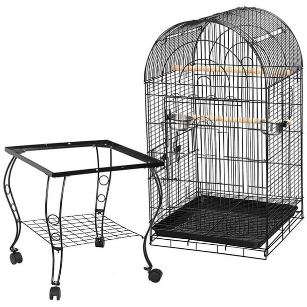 Jaula Grande Para Loros Con Ruedas - 82x73x36 Cm, 2 Pisos, Incluye Bebedero, Comedero, Columpio Y Nido