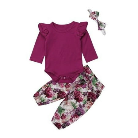 Newborn Baby Girls Clothes Clothes Sets Floral Romper Jumpsuit Pants ...