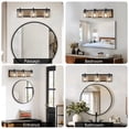 thumbnail image 5 of Jopath 3-Light Bathroom Wall Sconce, Farmhouse Vanity Light Fixture with Clear Seeded Glass Shades, Black and Wood Grain Finish, Modern Industrial Design for Bathroom or Powder Room (No Bulbs), 5 of 8