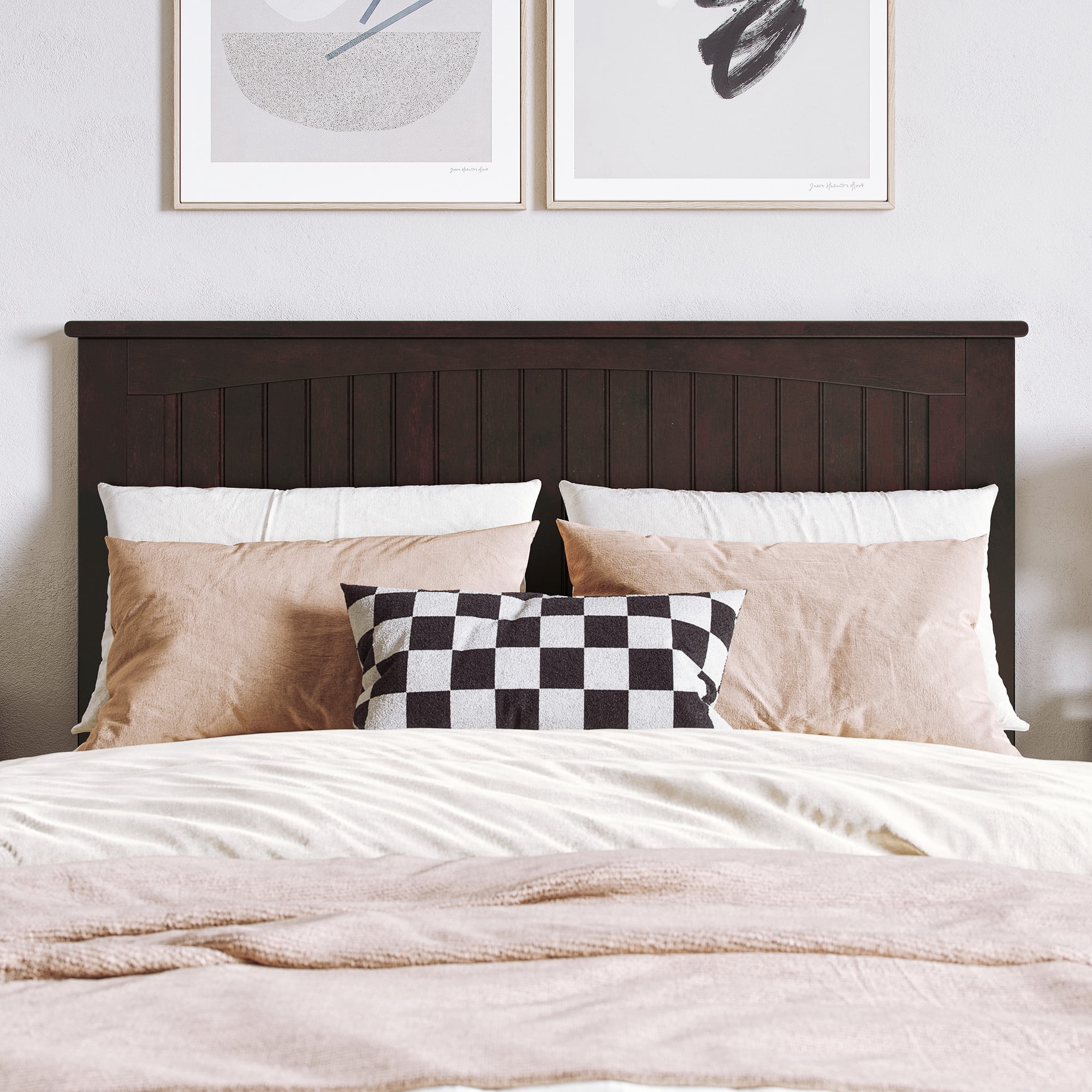 AFI Nantucket Full Solid Wood Panel Headboard with Attachable Charger, Espresso