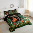 thumbnail image 3 of jejeloiu Colorful Rustic Flower Bedding Comforter Set,Funny Halloween Skull Twin Comforter Sets,Gothic Skeleton Bedding Set For Children,Super Cozy Room Decor Reversible,2pcs, 3 of 8