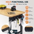 thumbnail image 6 of LUXOAK Adjustable Workbench with Power Outlets, 5000 lbs Capacity Rubber Wood Top for Garage, Heavy Duty Work Bench, Office, Laboratory, 6 of 9
