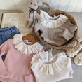 thumbnail image 4 of 2-7Y New Spring Girls' Lotus Leaf Collar Blouse Cute Long Sleeved T-shirt Kid's Solid Bottoming Shirt Girls Base Top, 4 of 6