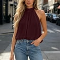 thumbnail image 4 of Wensltd Women's Tank Tops Sleeveless High Halter Neck Loose Solid Blouse Soft Lightweight Comfy Casual Tunic For Daily Outdoor Wear, 4 of 6