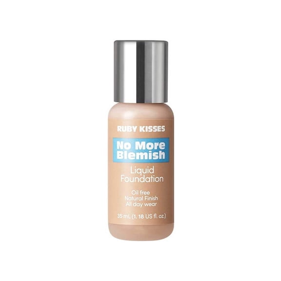 Ruby Kisses No More Blemish Liquid Foundation with Hyaluronic Acid, Blemish Control, Semi Matte Medium Coverage, Buildable Long Lasting, Lightweight