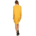 thumbnail image 4 of Women's Solid Casual Sexy Relax fit Dolman 3/4 Sleeve Side Draped Midi Dress, 4 of 5