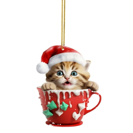 

Cute Cup Cat Pendant Christmas Tree Pendant Car Pendant Bag Pendant Acrylic Flat Christmas Tree Pendant Stained Glass Window Acrylic Beads Garland Chandelier