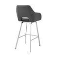 thumbnail image 4 of Armen Living Indoor Aura Gray Faux Leather and Brushed Stainless Steel Swivel 30" Bar Stool, 4 of 11