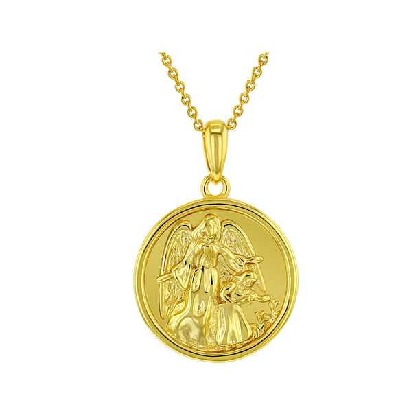 18k Gold Plated Guardian Angel Medal Holy Communion Baptism Pendant  Necklace 16