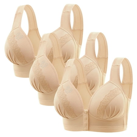 Black of Friday Deals!Clearance Staron 3PC Bras for Older Women Soft Strap Front Closure Bras Wireless No Underwire Bras Comfortable Daily Underwear Bra No Steel Bras