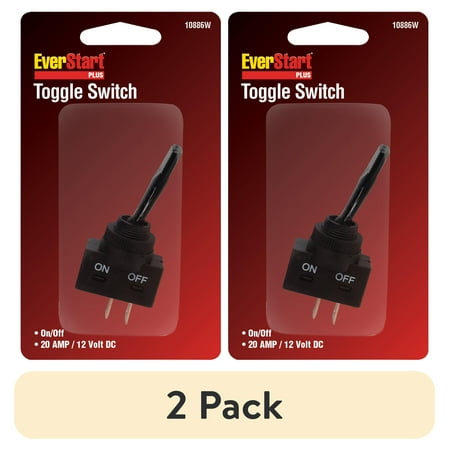 (2 pack) EverStart Plus 10886W Universal Plastic Toggle Switch 20 Amp, Black