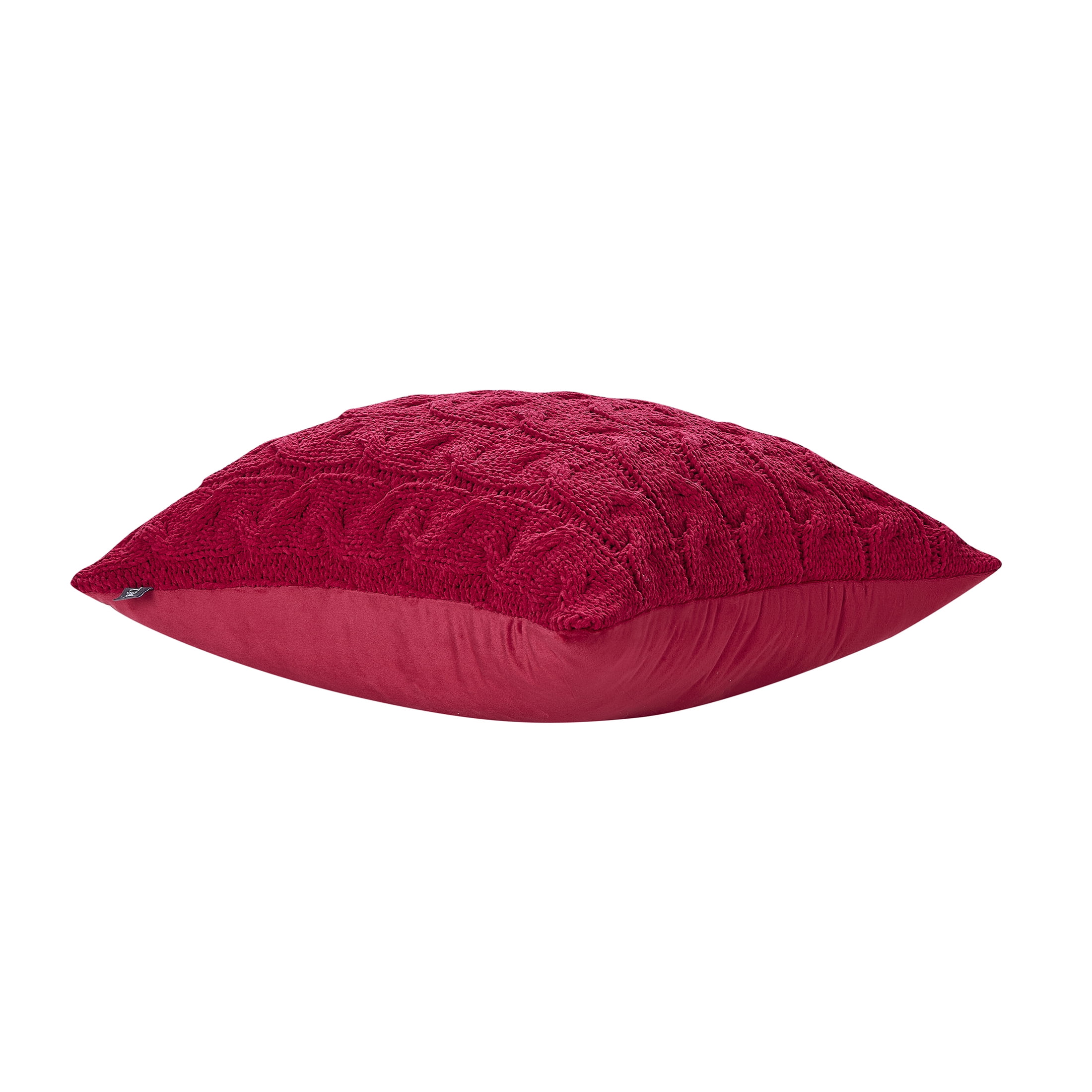 My Texas House Monte 20" x 20" Red Chenille Cable Knit Decorative Pillow