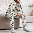 thumbnail image 7 of Naloa Cartoon Insects Men’s Pajamas Set - Long Sleeve Button Down Sleep Shirt and Pajama Bottoms Sleepwear Set-XX-Large, 7 of 7