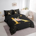 thumbnail image 3 of Homewish Gold Cartoon Monogrammed Twin Bedding Sets 7-Piece for Female, Initial K Letter Bedding Comforter Set, Groovy Rose Flower Reversible Sheet Sets, Ultra Soft Bedroom Decor, 3 of 7